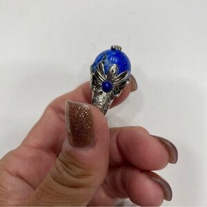 Christian Dior vintage silver and lapis stone ball ring size 6 or 50 authentic